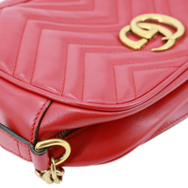 GUCCI GG Marmont Small Calfskin Matelasse Leather Crossbody Bag Red 447632
