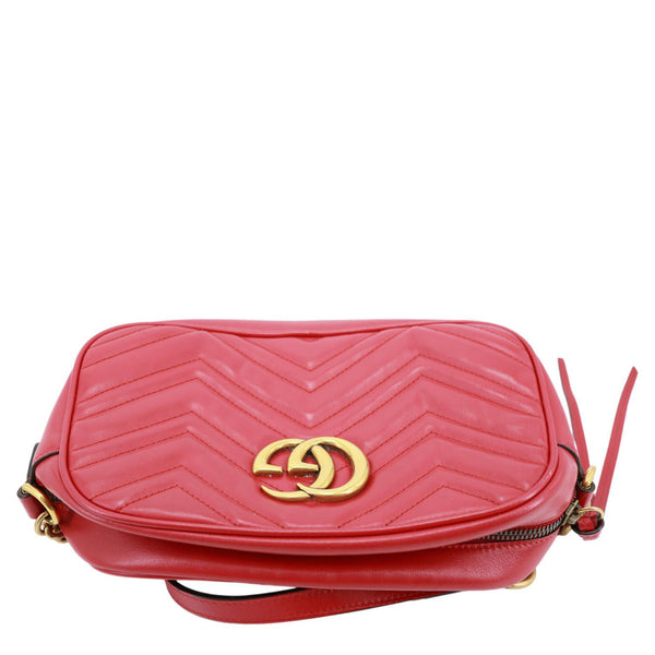 GUCCI GG Marmont Small Calfskin Matelasse Leather Crossbody Bag Red 447632