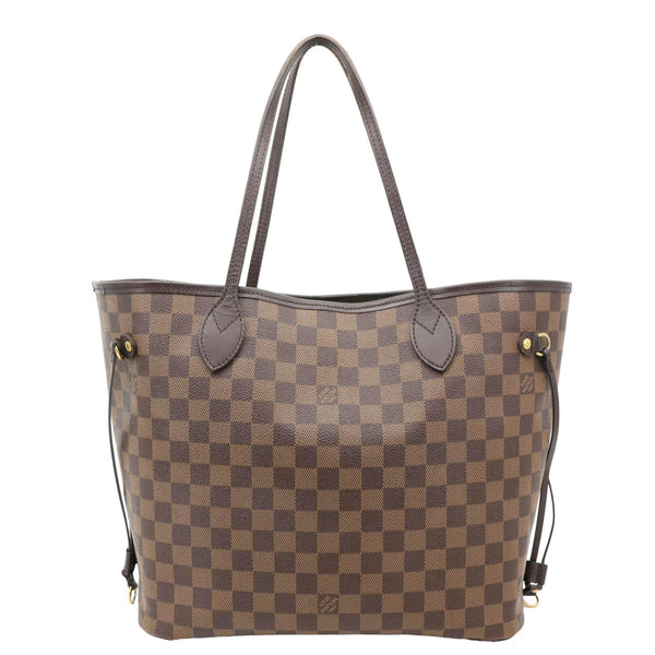LOUIS VUITTON Neverfull MM Damier Ebene Tote Bag Rose Ballerine