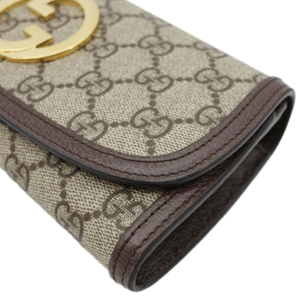 GUCCI Blondie Continental Dollar GG Supreme Canvas Chain Wallet Beige 725215