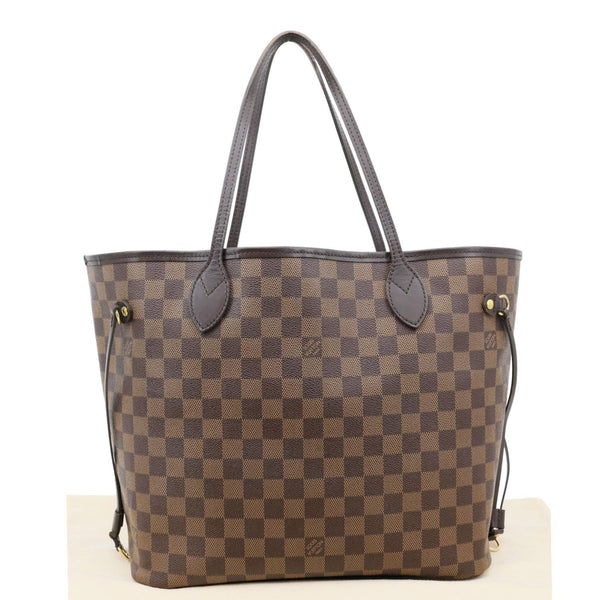 LOUIS VUITTON Neverfull MM Damier Ebene Tote Bag Rose Ballerine