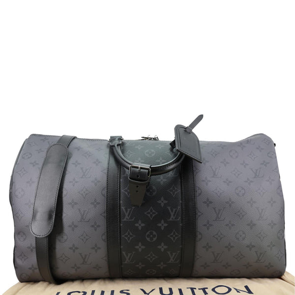 LOUIS VUITTON Keepall 50 Bandouliere Monogram Eclipse Travel Bag Black