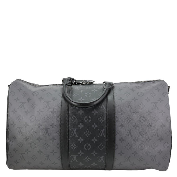 LOUIS VUITTON Keepall 50 Bandouliere Monogram Eclipse Travel Bag Black