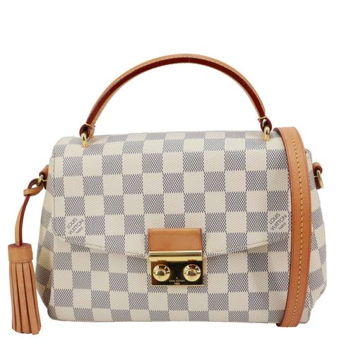 LOUIS VUITTON Croisette Damier Azur Satchel Crossbody Bag Rose Ballerine