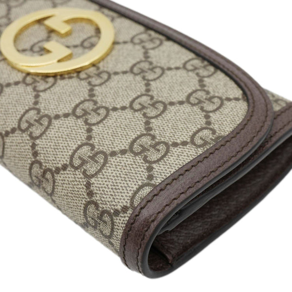 GUCCI Blondie Continental Dollar GG Supreme Canvas Chain Wallet Beige 725215