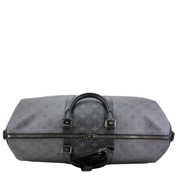 LOUIS VUITTON Keepall 50 Bandouliere Monogram Eclipse Travel Bag Black
