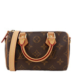 LOUIS VUITTON Nano Speedy Bandouliere Monogram Canvas Crossbody Bag Brown