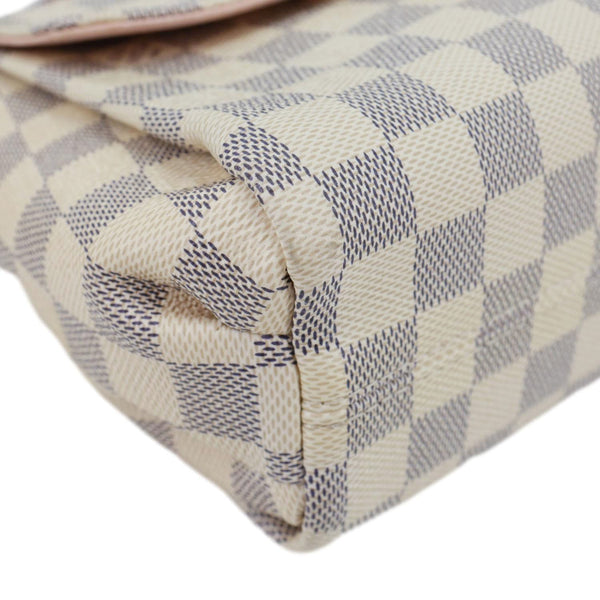 LOUIS VUITTON Croisette Damier Azur Satchel Crossbody Bag Rose Ballerine