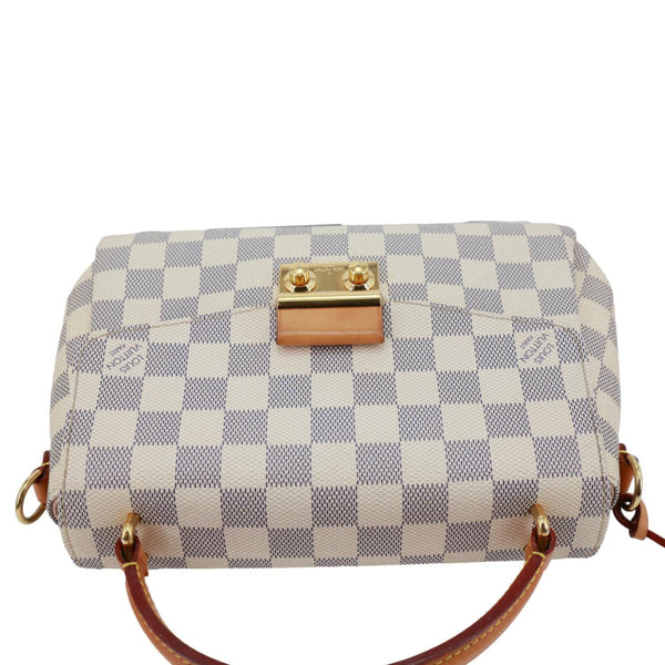 LOUIS VUITTON Croisette Damier Azur Satchel Crossbody Bag Rose Ballerine