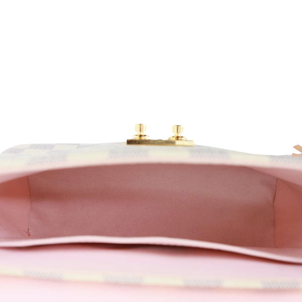 LOUIS VUITTON Croisette Damier Azur Satchel Crossbody Bag Rose Ballerine