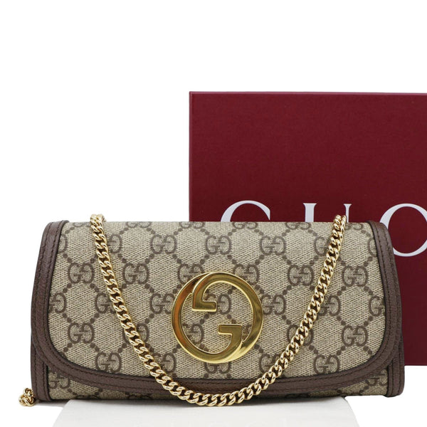 GUCCI Blondie Continental Dollar GG Supreme Canvas Chain Wallet Beige 725215