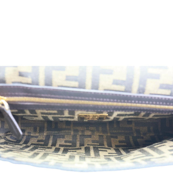 FENDI 1974 Medium Zucca FF Canvas Baguette Shoulder Bag Tobacco