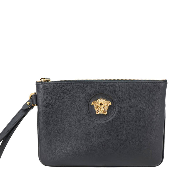 VERSACE La Medusa Grained Calfskin Pouch Black