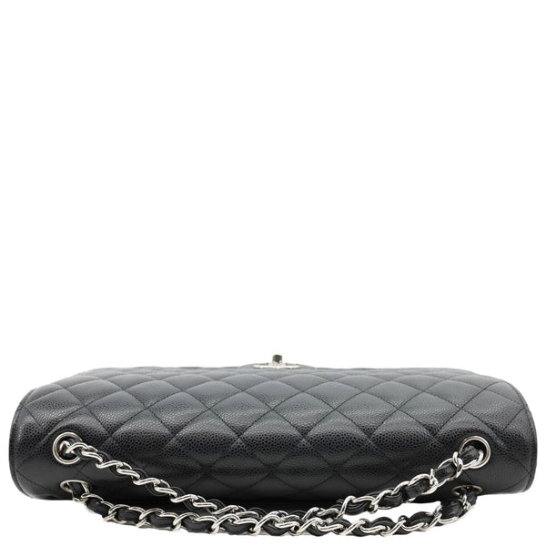 CHANEL Classic Double Flap Maxi Caviar Leather Shoulder Bag Black