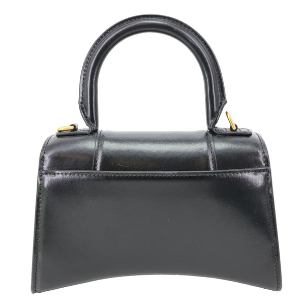 Balenciaga Hourglass Small Top Handle Leather Crossbody Bag Black
