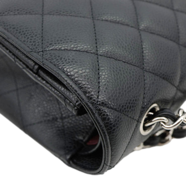 CHANEL Classic Double Flap Maxi Caviar Leather Shoulder Bag Black