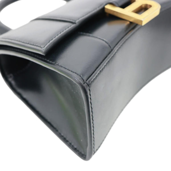 Balenciaga Hourglass Small Top Handle Leather Crossbody Bag Black