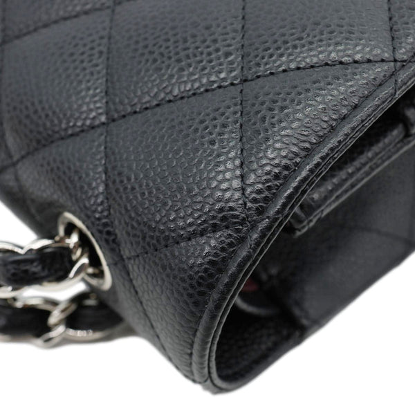 CHANEL Classic Double Flap Maxi Caviar Leather Shoulder Bag Black