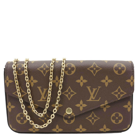 LOUIS VUITTON Felicie Pochette Monogram Canvas Crossbody Bag Brown