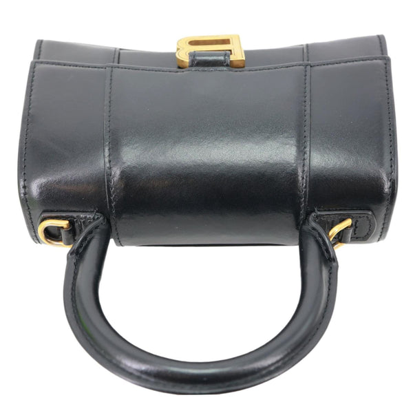 Balenciaga Hourglass Small Top Handle Leather Crossbody Bag Black