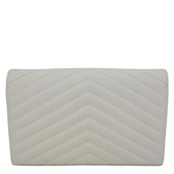 YVES SAINT LAURENT Cassandre Envelope Chevron Grain De Poudre Leather Crossbody Bag Off White
