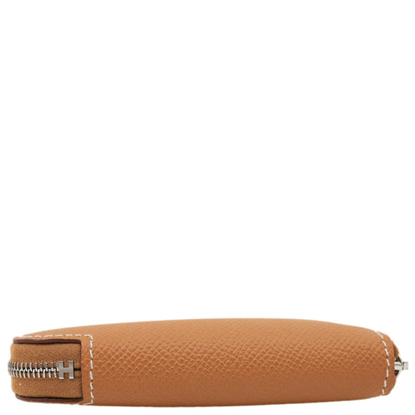 HERMES Silk'in Epsom Leather Coin Purse Brown