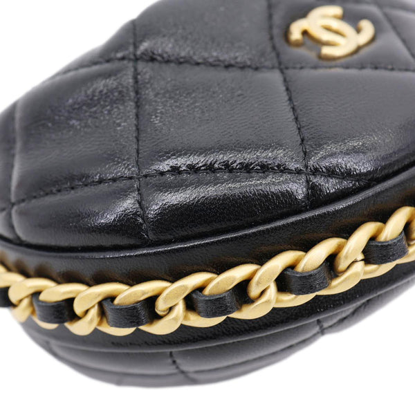 CHANEL Chain Around Mini Quilted Lambskin Leather Pouch Black