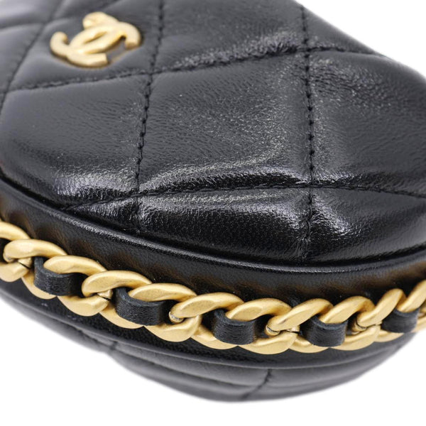 CHANEL Chain Around Mini Quilted Lambskin Leather Pouch Black