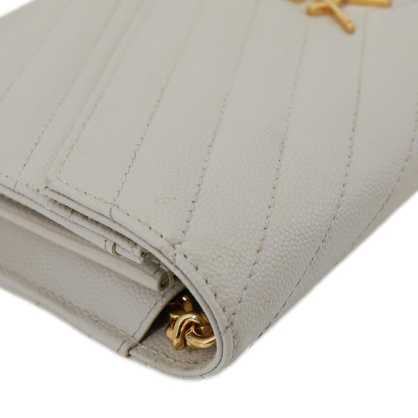 YVES SAINT LAURENT Cassandre Envelope Chevron Grain De Poudre Leather Crossbody Bag Off White