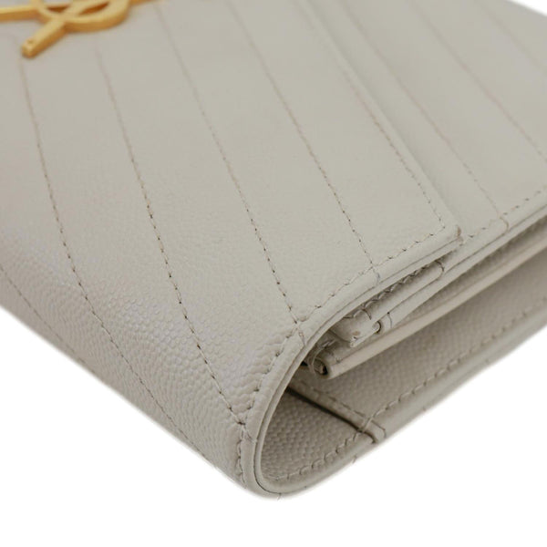 YVES SAINT LAURENT Cassandre Envelope Chevron Grain De Poudre Leather Crossbody Bag Off White