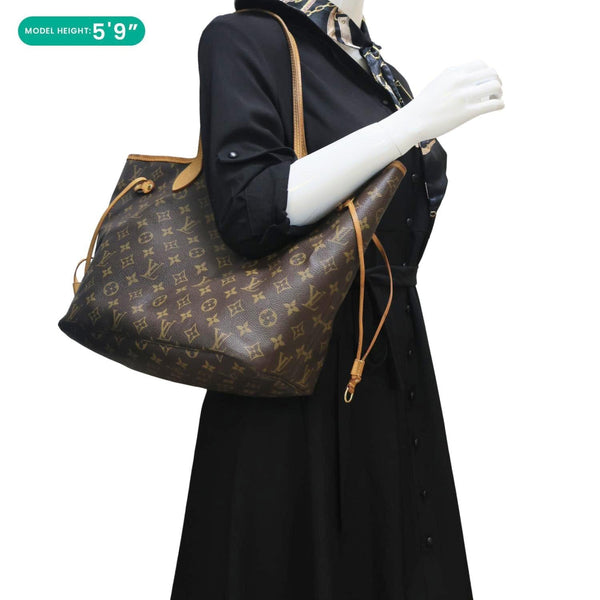 LOUIS VUITTON Neverfull MM Monogram Canvas Shoulder Bag Brown