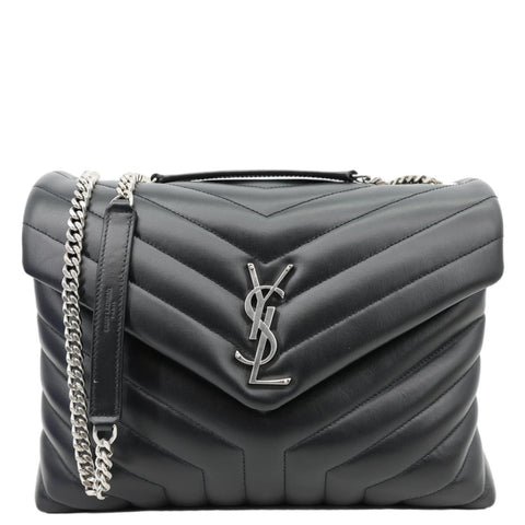 YVES SAINT LAURENT Loulou Medium Quilted Leather Crossbody Bag Black