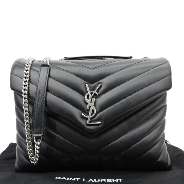YVES SAINT LAURENT Loulou Medium Quilted Leather Crossbody Bag Black