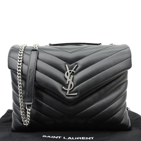 YVES SAINT LAURENT Loulou Medium Quilted Leather Crossbody Bag Black