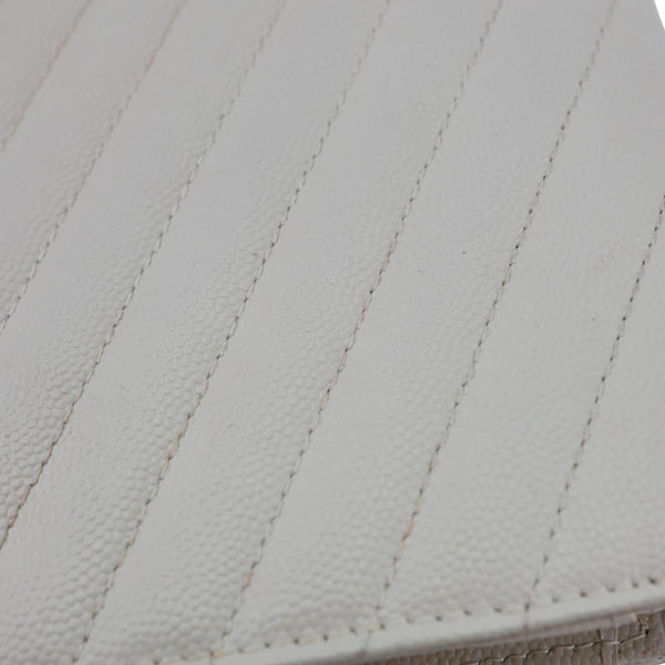 YVES SAINT LAURENT Cassandre Envelope Chevron Grain De Poudre Leather Crossbody Bag Off White