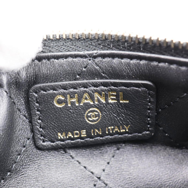 CHANEL Chain Around Mini Quilted Lambskin Leather Pouch Black