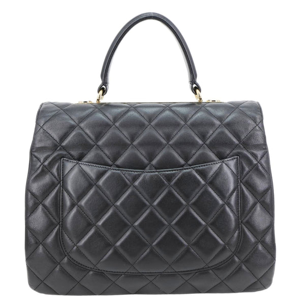 CHANEL Trendy CC Top Handle Flap Quilted Leather Shoulder Bag Black