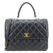 CHANEL Trendy CC Top Handle Flap Quilted Leather Shoulder Bag Black