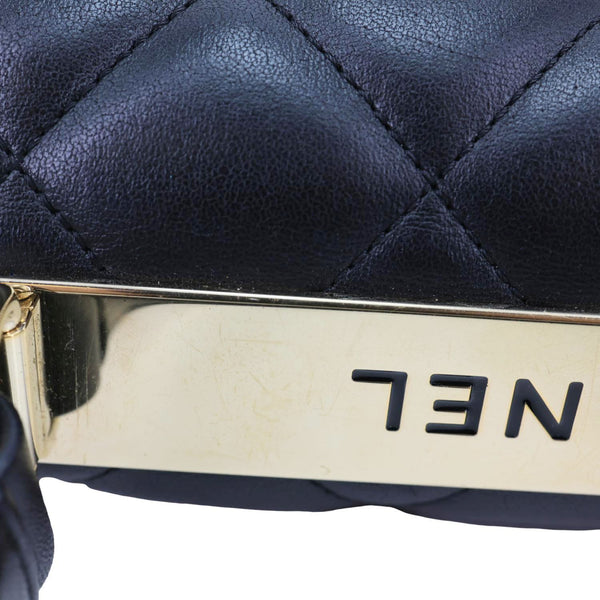 CHANEL Trendy CC Top Handle Flap Quilted Leather Shoulder Bag Black