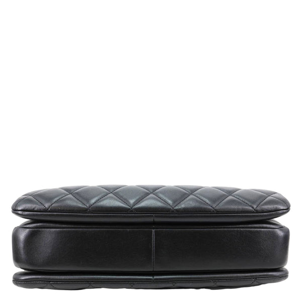 CHANEL Trendy CC Top Handle Flap Quilted Leather Shoulder Bag Black