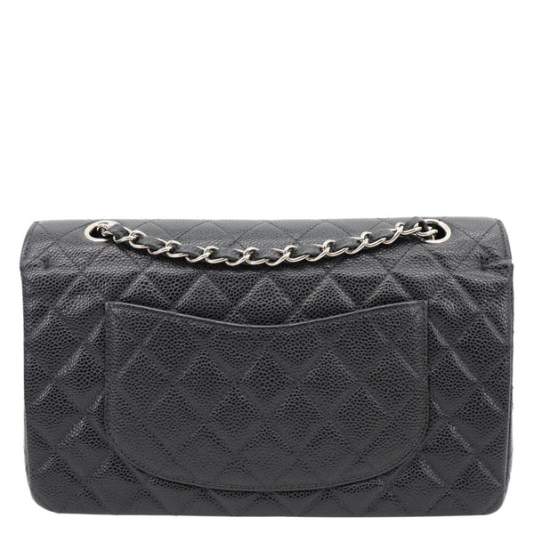 CHANEL Small Classic Flap Quilted Caviar Leather Shoulder Bag Black