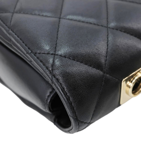 CHANEL Trendy CC Top Handle Flap Quilted Leather Shoulder Bag Black