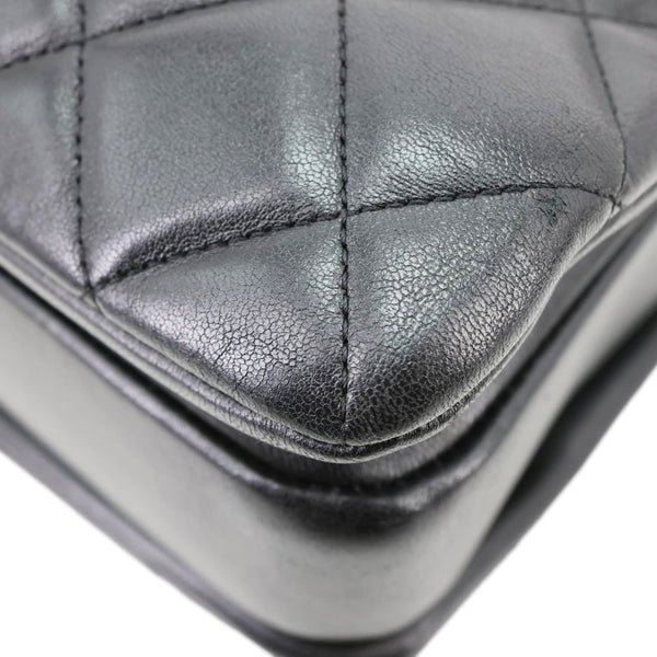 CHANEL Trendy CC Top Handle Flap Quilted Leather Shoulder Bag Black