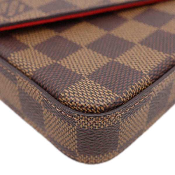 LOUIS VUITTON Felicie Pochette Damier Ebene Crossbody Bag Brown