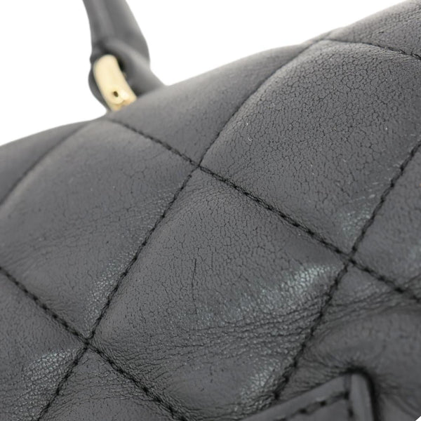 CHANEL Trendy CC Top Handle Flap Quilted Leather Shoulder Bag Black