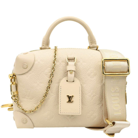 LOUIS VUITTON Petite Malle Souple Monogram Empreinte Leather Shoulder Bag Cream
