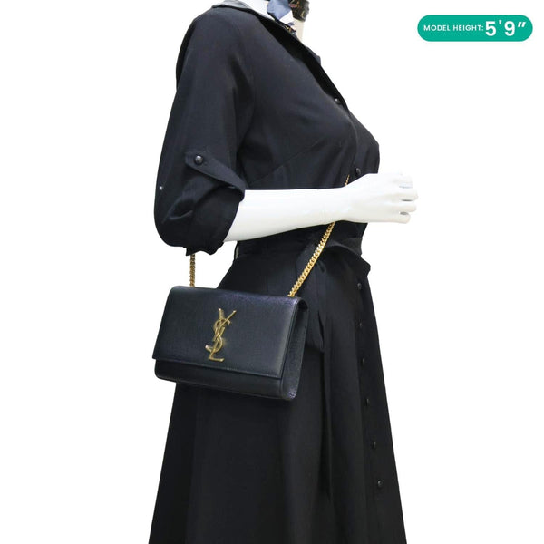 YVES SAINT LAURENT Kate Small Calfskin Leather Crossbody Bag Black