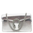 GUCCI Dionysus Super Mini Metallic Leather Crossbody Bag Silver 476432