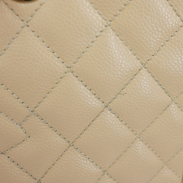 CHANEL Grand Shopping Quilted Caviar Leather GST Tote Bag Beige