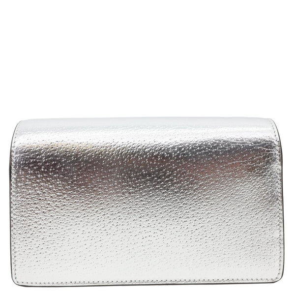 GUCCI Dionysus Super Mini Metallic Leather Crossbody Bag Silver 476432